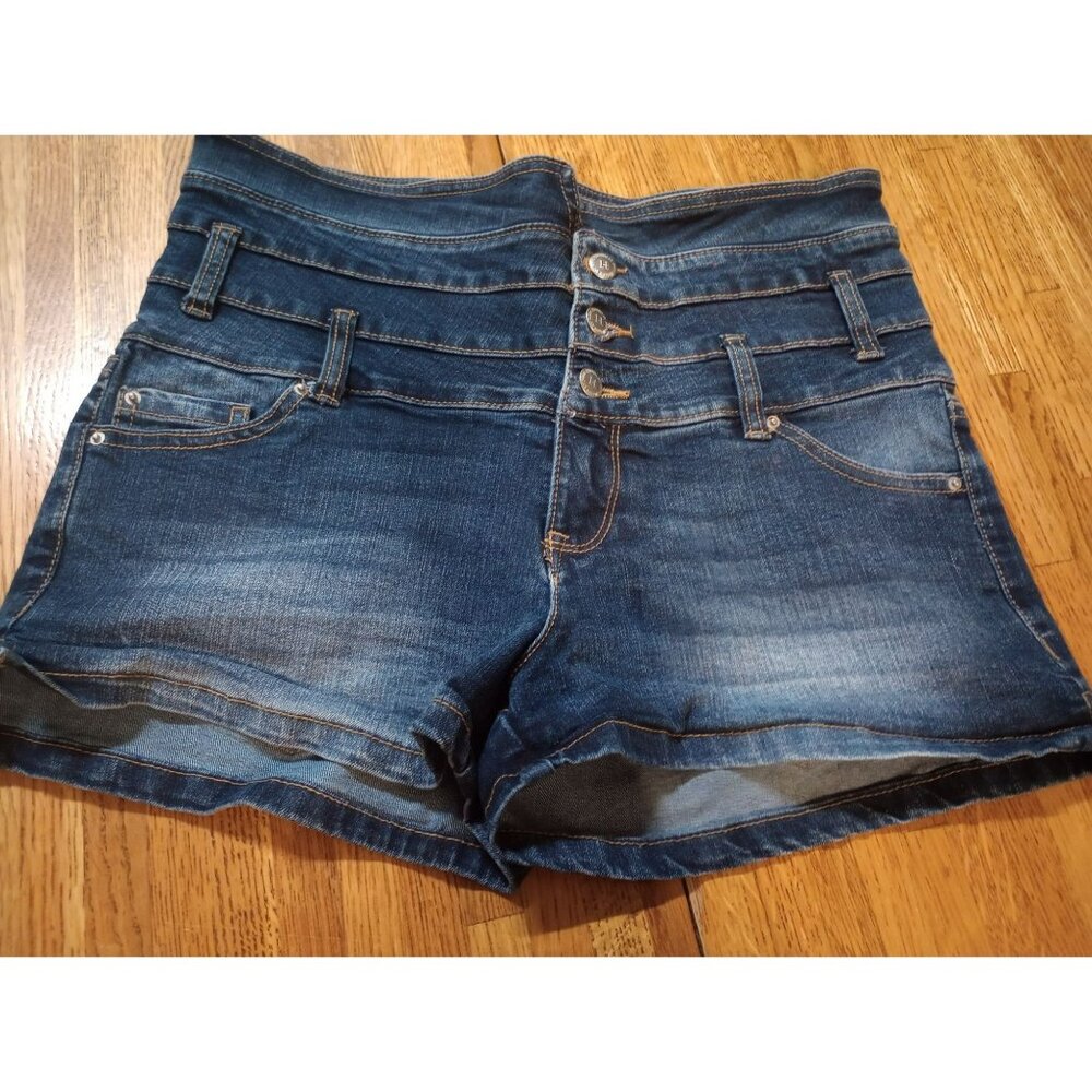 Highway jean denim shorts high-rise stretch women's 7/8